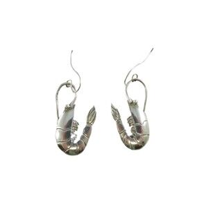 Sterling silver shrimp earrings 925 French wire - 1 5/8" drop